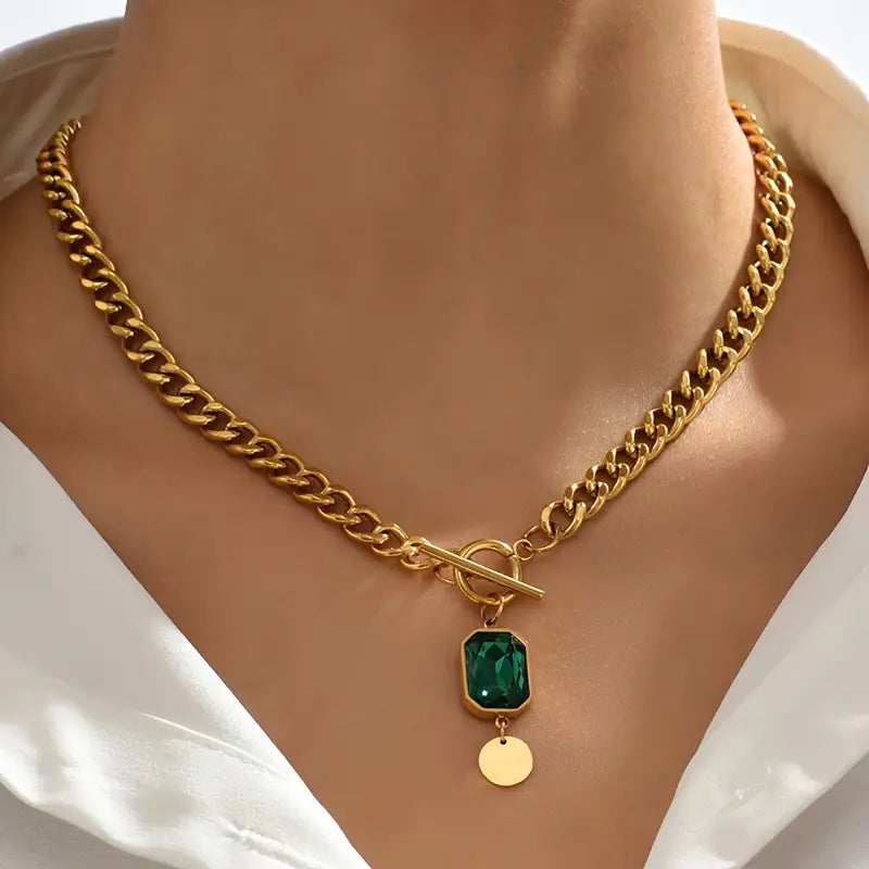 תליון שרשרת אמירלד עבה | זהב