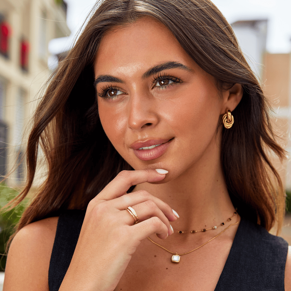 טבעת זהב סהרה עם שכבות